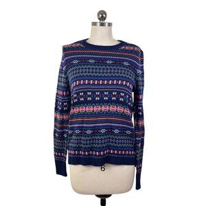 Chaps Y2K Sweater Womens Medium Blue Fair Isle Nordic Ski Grunge Cottage Preppy